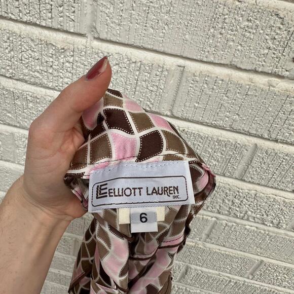 Elliott Lauren Vintage Y2K Brown & Pink Pleated Silk Skirt - Picture 3 of 4